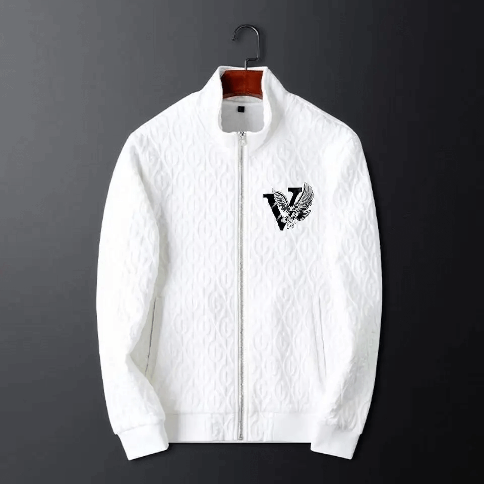Men's cable-knit full-zip jacket & pants set. Versatile matching outfit for sportswear, casual, or loungewear.