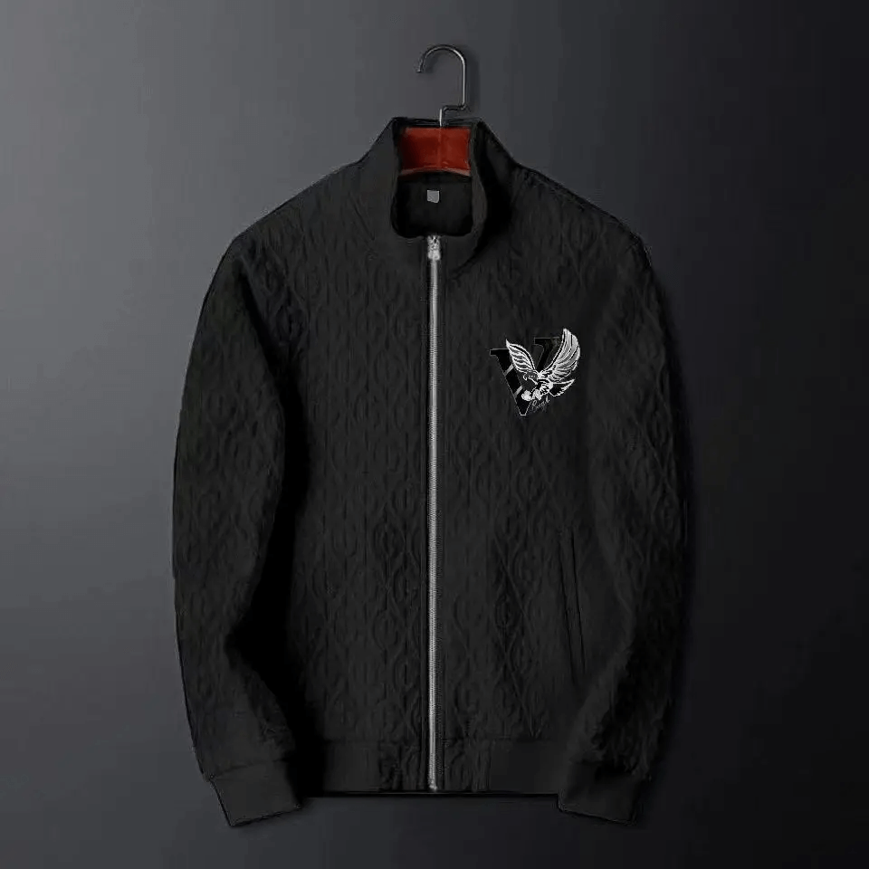 Men's athletic cable-knit tracksuit. Complete set with full-zip jacket & comfortable pants for active or casual wear.