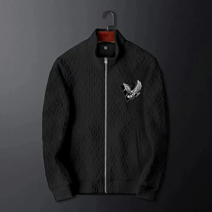 Men's athletic cable-knit tracksuit. Complete set with full-zip jacket & comfortable pants for active or casual wear.