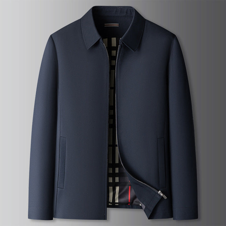 Stylish men's collared zip-up jacket, ideal for casual wear. Comfortable outerwear for daily fashion & layering.