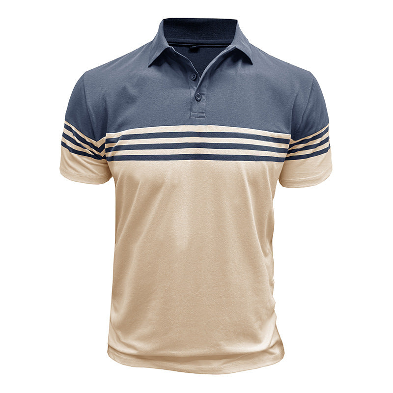 Casual men's color block polo shirt with short sleeves, ideal summer top. Regular fit, stylish design.