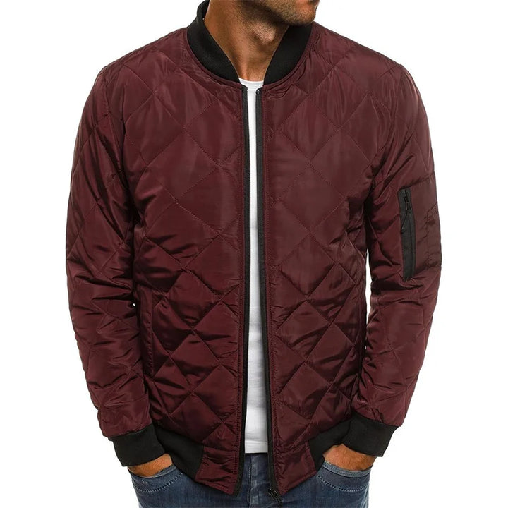 Comfortable men's casual jacket with a modern diamond pattern, ideal for stylish layered everyday outerwear.