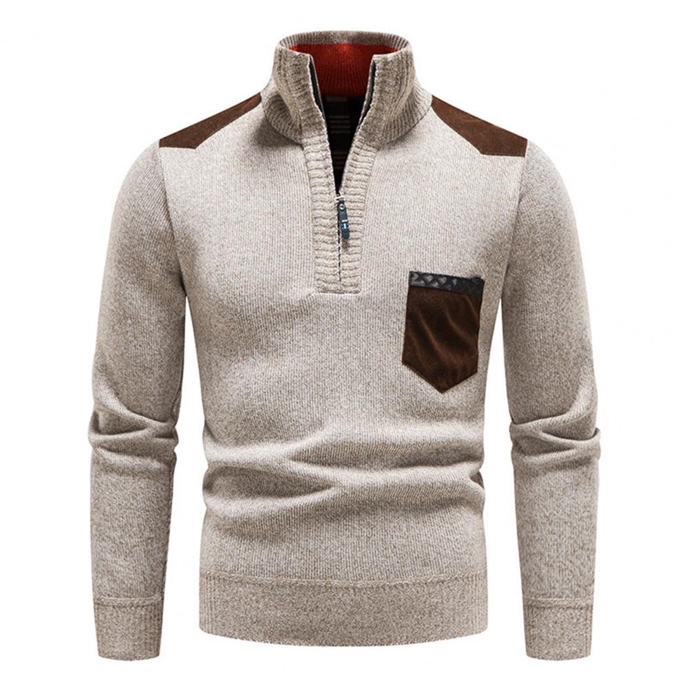 Fashionable men's black zip sweater, ideal casual wear for winter and autumn seasons