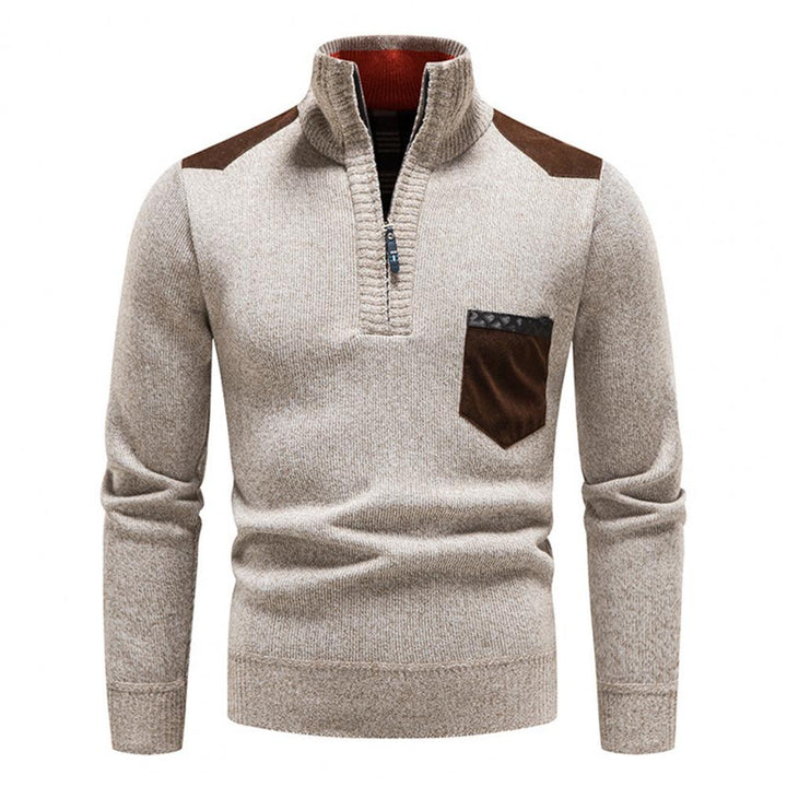 Fashionable men's black zip sweater, ideal casual wear for winter and autumn seasons