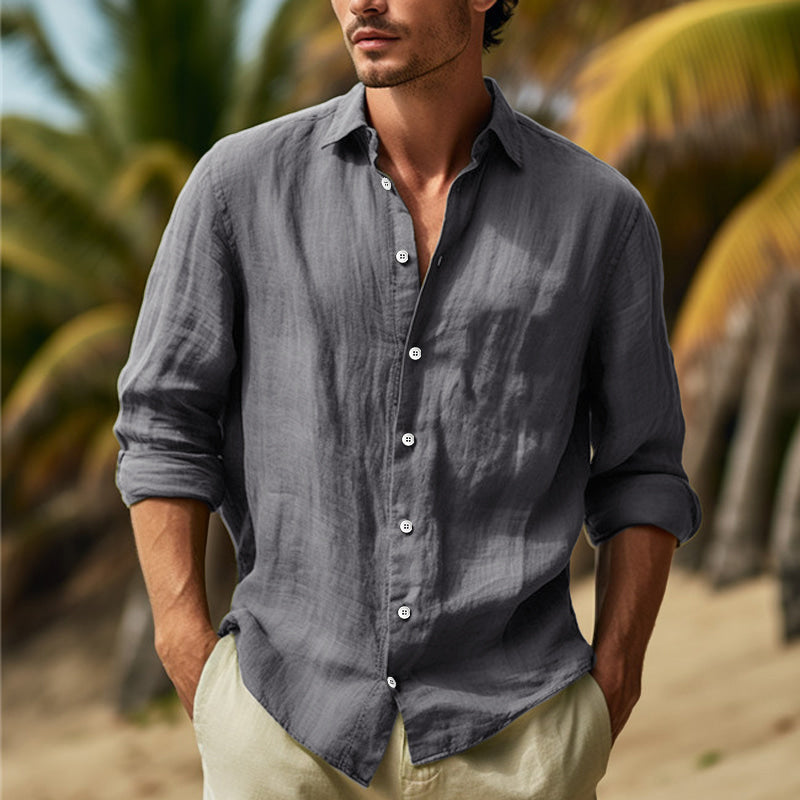 Men's stylish long sleeve button-up shirt for effortless casual elegance.