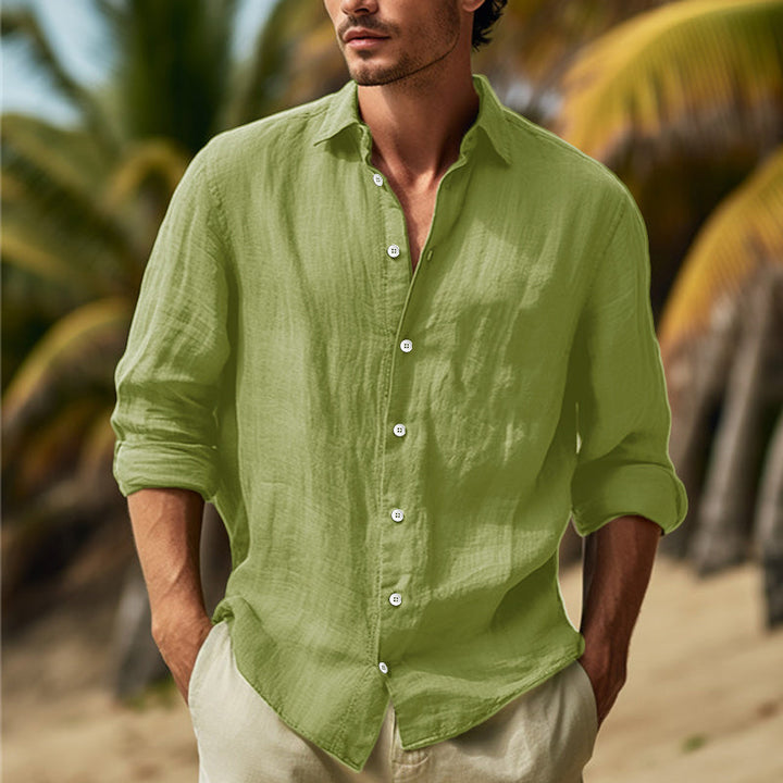 Comfortable men's long sleeve casual shirt, versatile for smart casual & everyday wear.