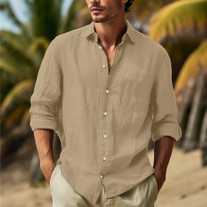 Stylish men's long sleeve button-up shirt, a comfortable and modern piece for casual fashion.