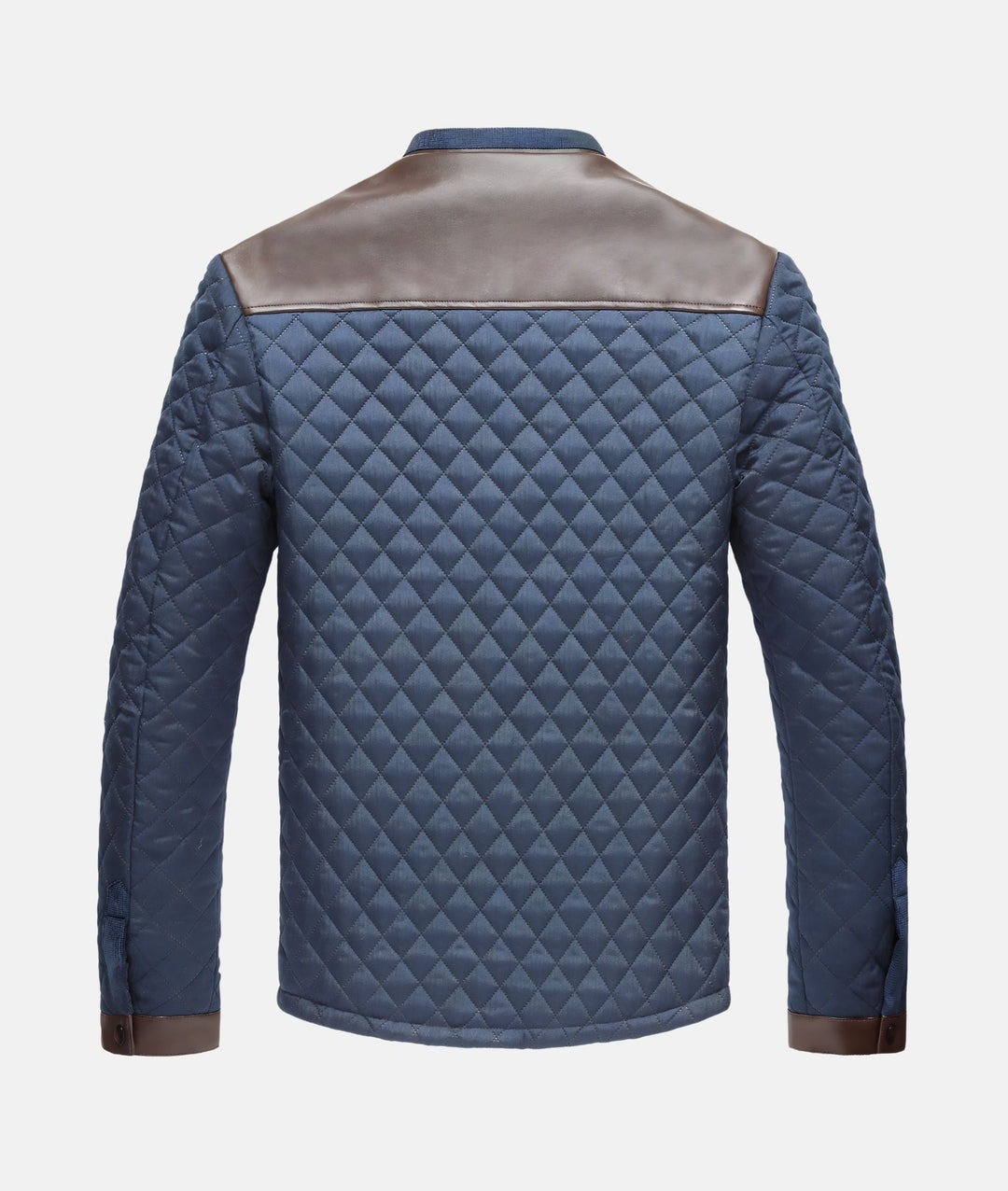 Warm men's quilted navy jacket. Button-down style, perfect casual outerwear for chilly fall & winter days.