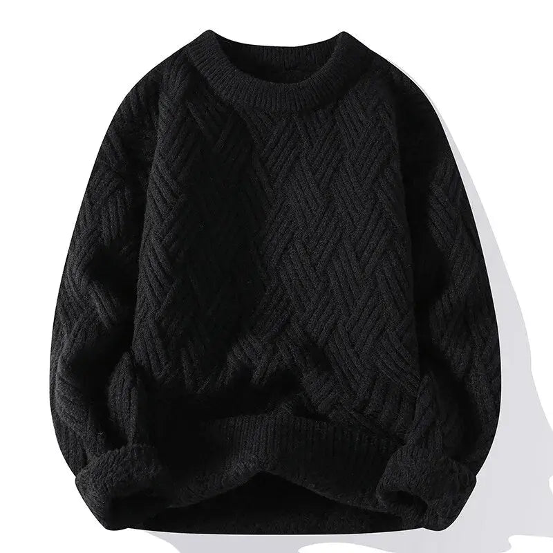 Stylish men's textured crewneck sweater, unique pattern for a modern look.