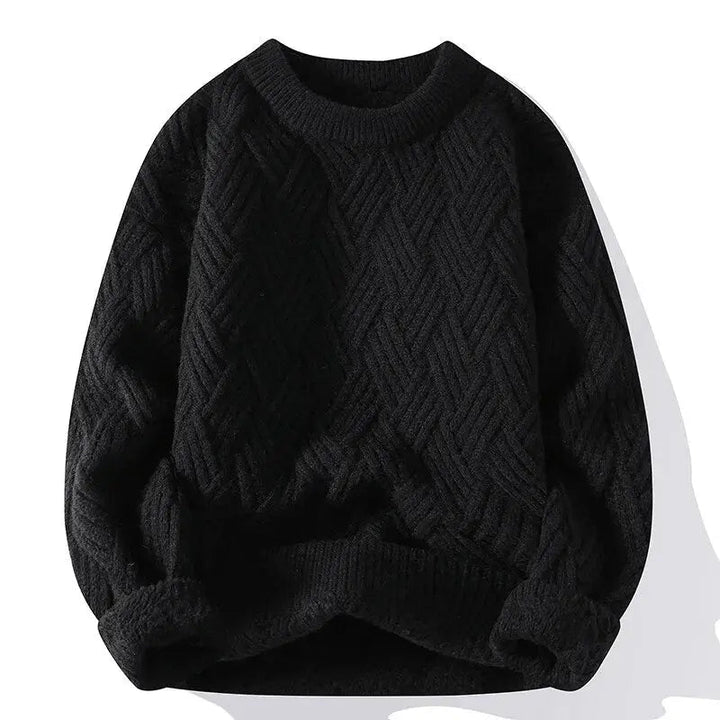 Stylish men's textured crewneck sweater, unique pattern for a modern look.