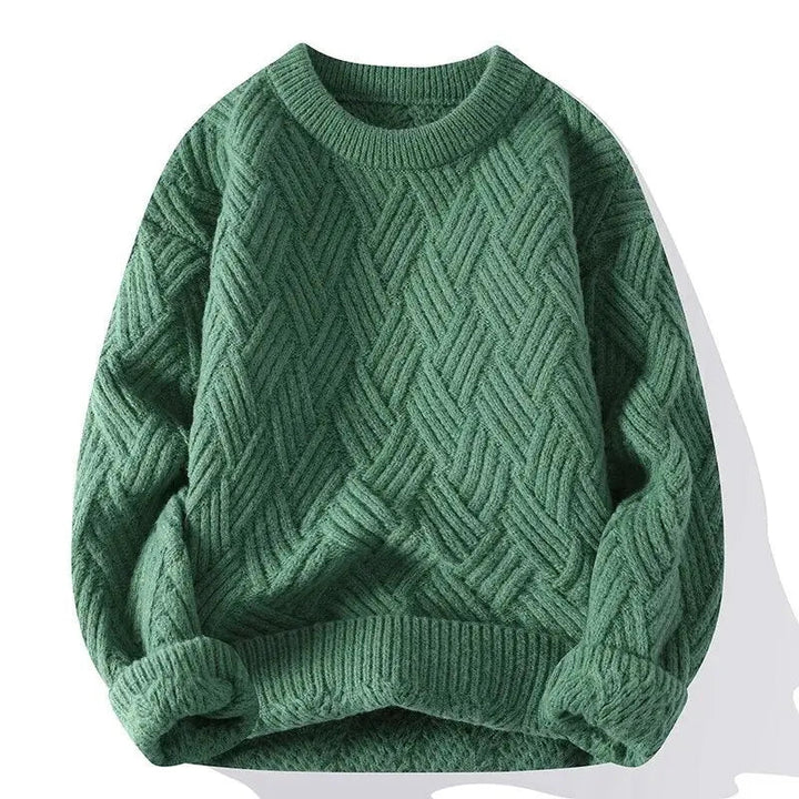 Men's casual patterned knit sweater, stylish crewneck for everyday fashion.
