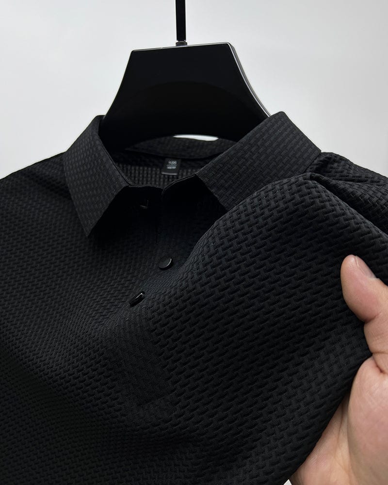 Men's short-sleeve performance polo, an athletic and stylish top with a modern fit for active men.