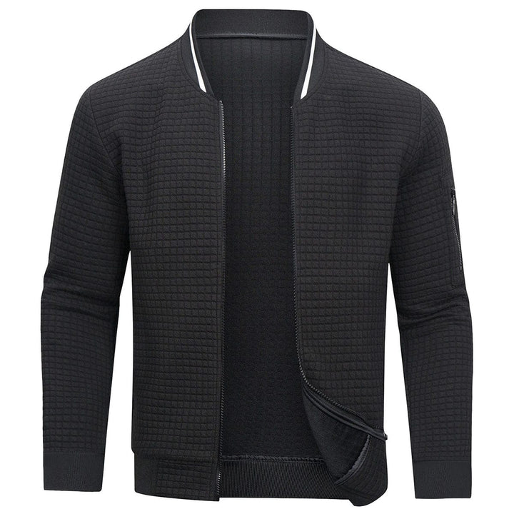 Men's stylish quilted bomber jacket with zip-up front for casual everyday comfort and outerwear.