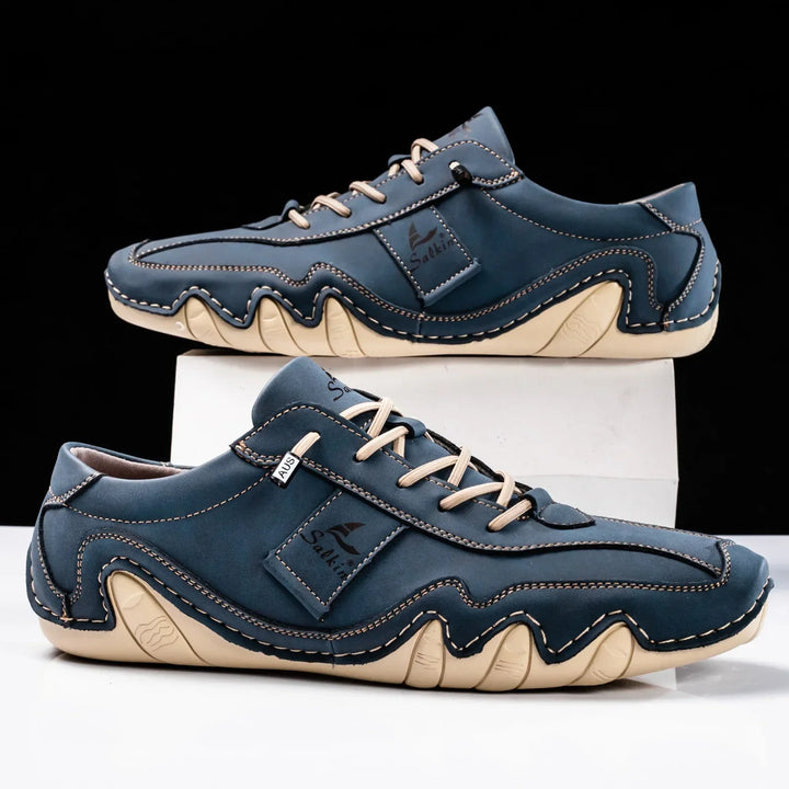 Stylish men's barefoot lace-up sneakers, retro design, great for casual men's footwear.