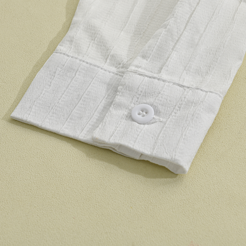 Soft, comfortable men's ribbed long sleeve button front shirt, perfect for daily wear.