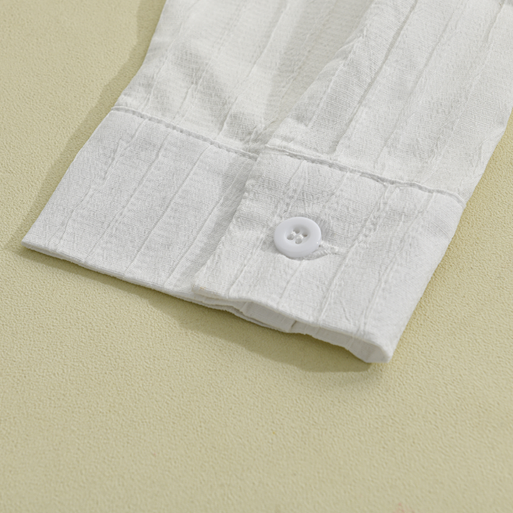 Soft, comfortable men's ribbed long sleeve button front shirt, perfect for daily wear.