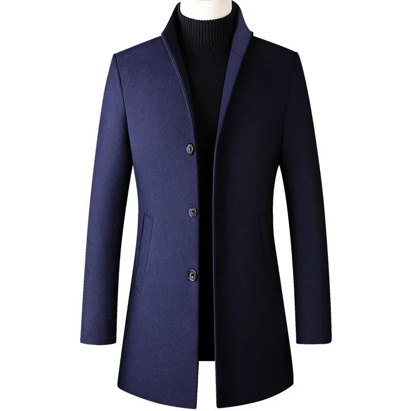 Versatile men's all-season formal and casual outerwear coat, a stylish slim-fit addition to any wardrobe.