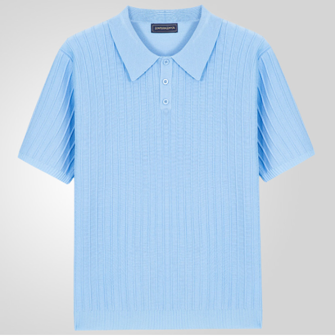 Men's stylish summer polo shirt, comfortable & breathable short sleeve top for casual warm weather wear.