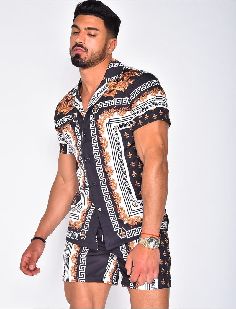 Essential men's summer outfit: a stylish short sleeve shirt and coordinating shorts for hot weather.