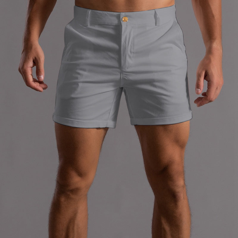 Black men's tailored chino shorts, offering versatile comfort & sharp style for summer outfits.