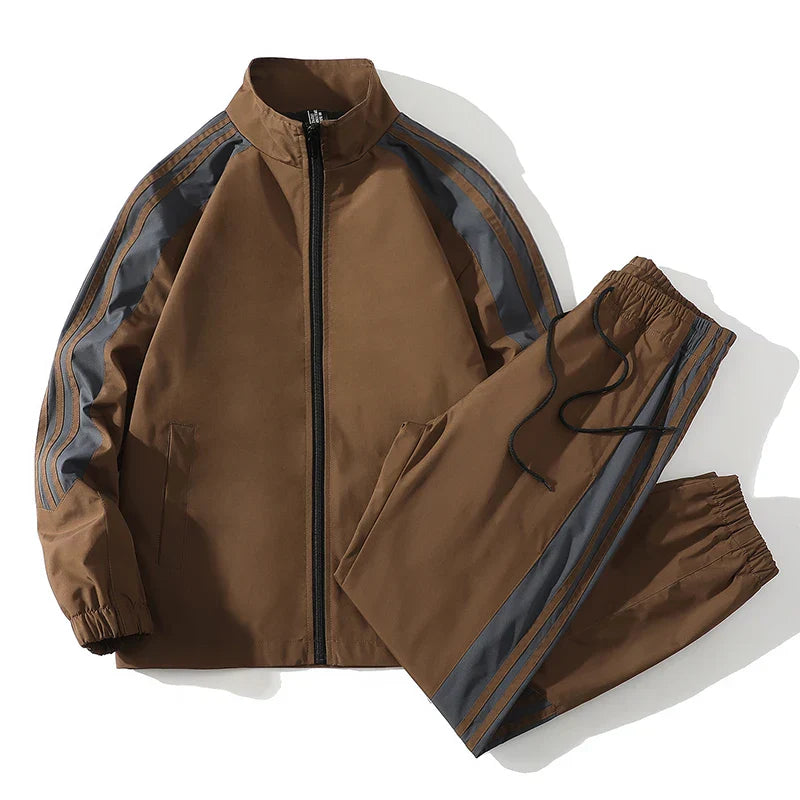 Loungewear men's full zip tracksuit, a cozy two-piece set with long sleeve top and joggers for relaxation.