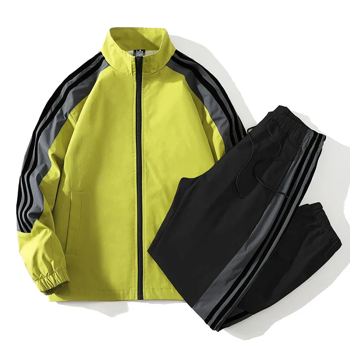 Versatile men's full zip tracksuit, a two-piece set of activewear & casual wear with tapered fit joggers.