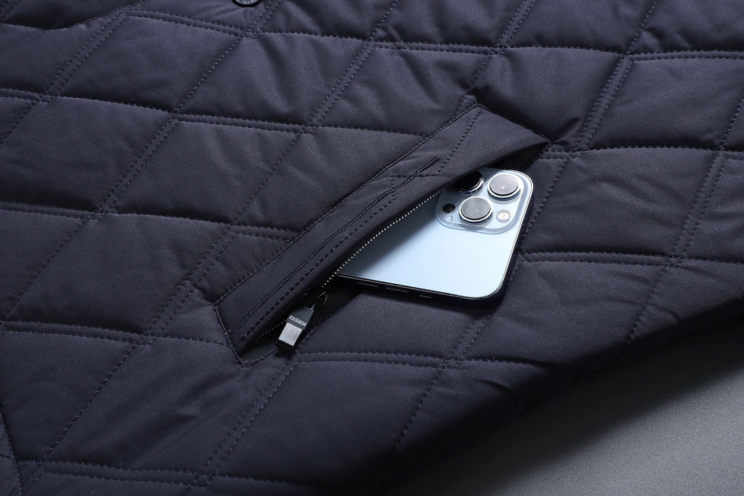 Warm men's winter jacket, waterproof & stylish. Comfortable insulated outerwear for cold weather and casual use.