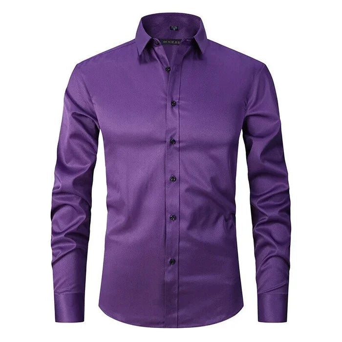 Versatile men's stretch dress shirt. Wrinkle-resistant, long sleeve for sophisticated office wear & fashion.
