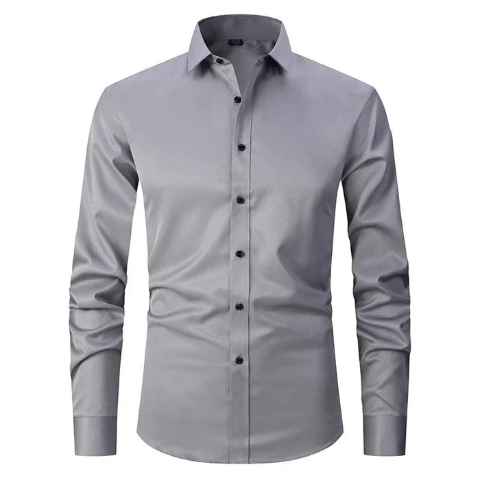 Professional men's long sleeve dress shirt with button-down collar, perfect for business casual office wear.