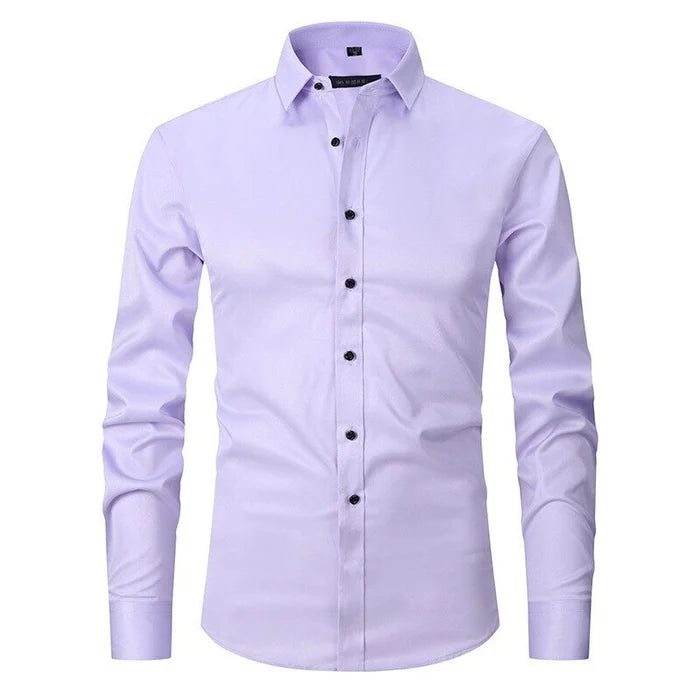 Detail shot of a men's stylish button-down dress shirt cuff, showcasing quality and modern design.