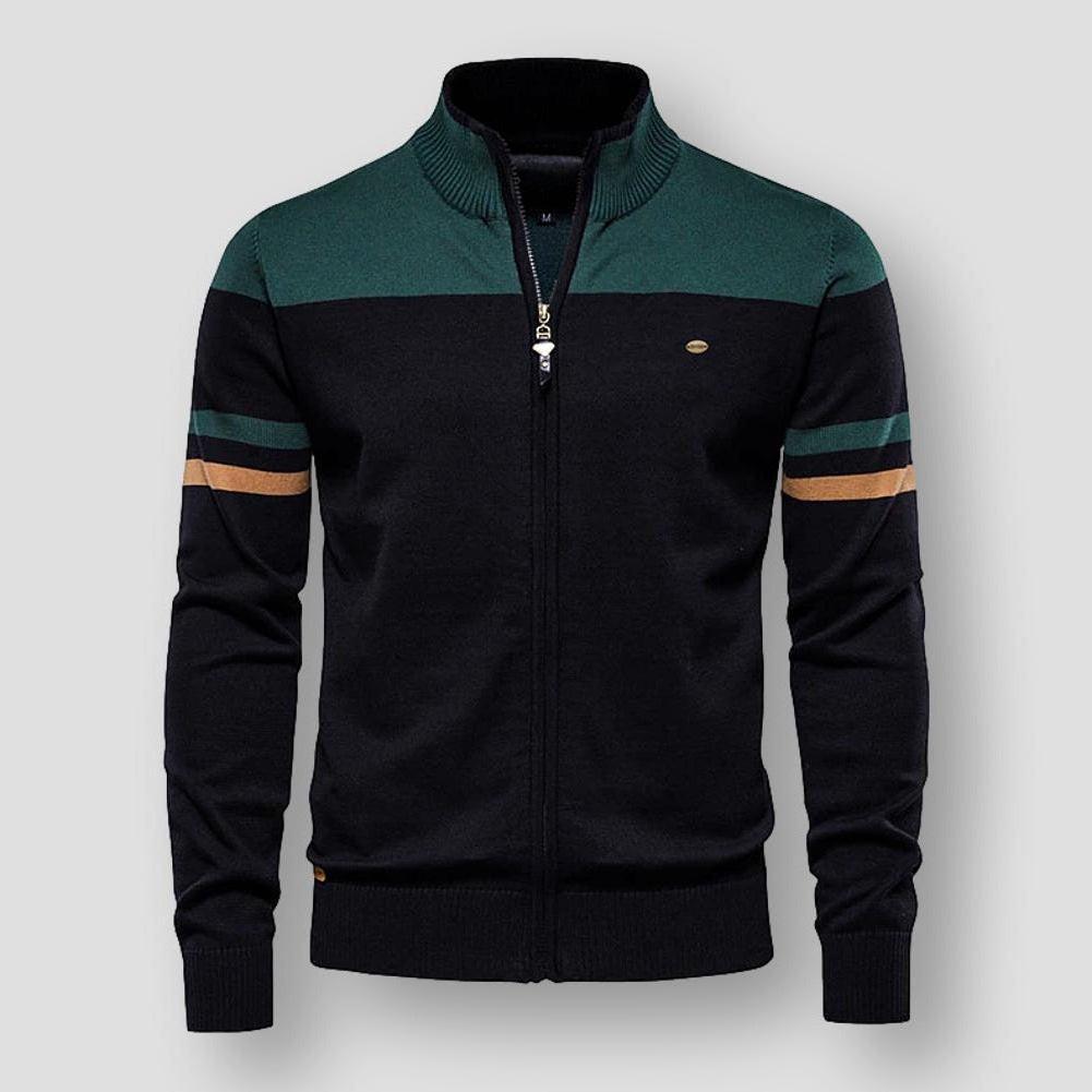 Stylish men's zip-up color block jacket featuring a modern design, excellent casual outerwear for all seasons.