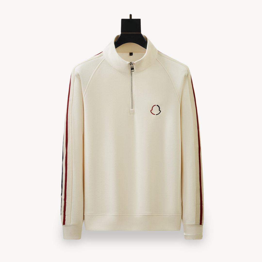 Close-up of the zip-up hoodie from the men's stylish tracksuit set, showcasing its quality & design.