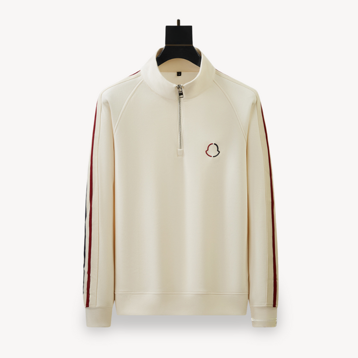 Close-up of the zip-up hoodie from the men's stylish tracksuit set, showcasing its quality & design.