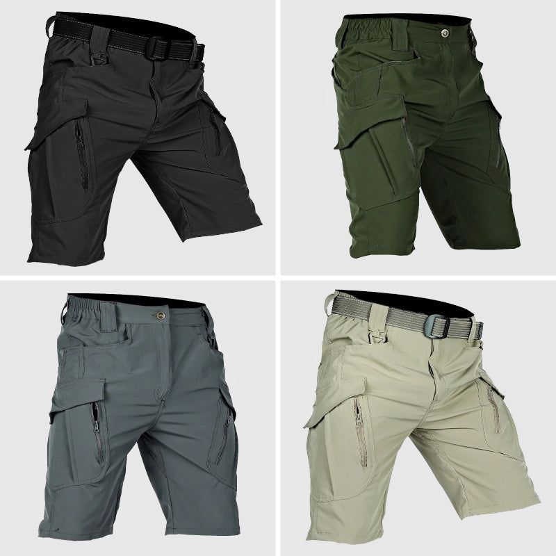 Utility men's cargo shorts, relaxed fit & durable for outdoor adventures. Tactical style with ample pockets.