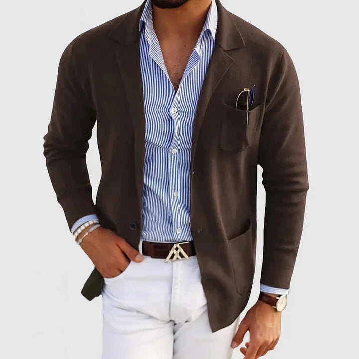 Men's tailored blazer with casual flap pockets, perfect for smart casual & business casual men's fashion.