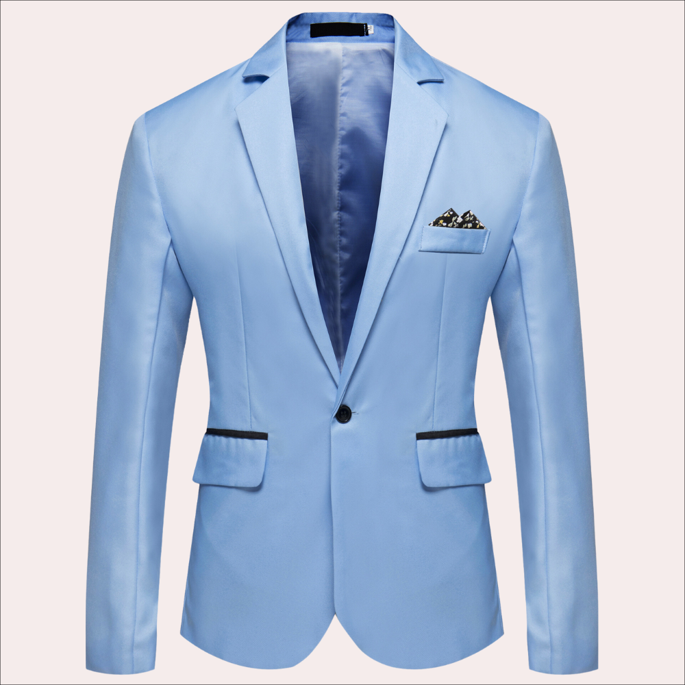 Stylish men's single-breasted blazer, a key piece for men's fashion and adaptable for smart casual style.