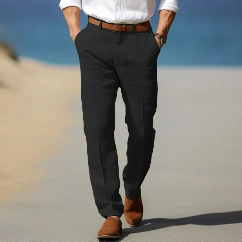Men's tailored slim fit casual trousers in khaki, perfect for spring/summer fashion