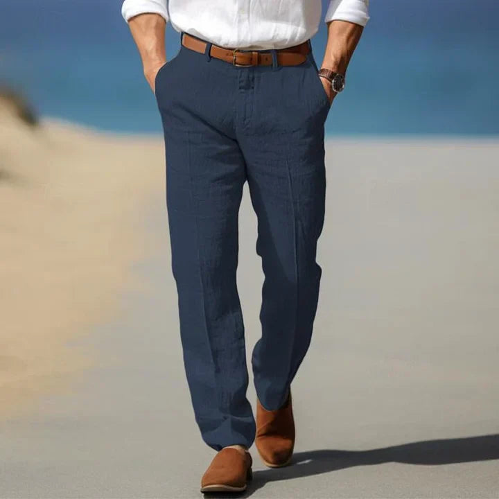 Classic black men's slim fit casual pants, versatile for various occasions