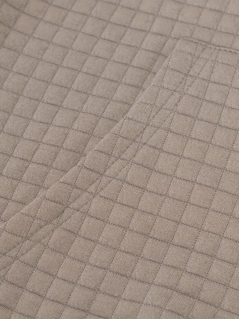 Men's casual long sleeve pullover featuring an aesthetic textured grid pattern