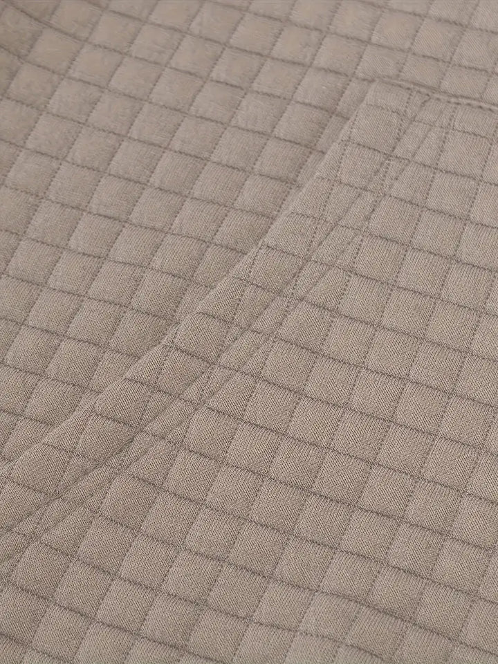 Men's casual long sleeve pullover featuring an aesthetic textured grid pattern