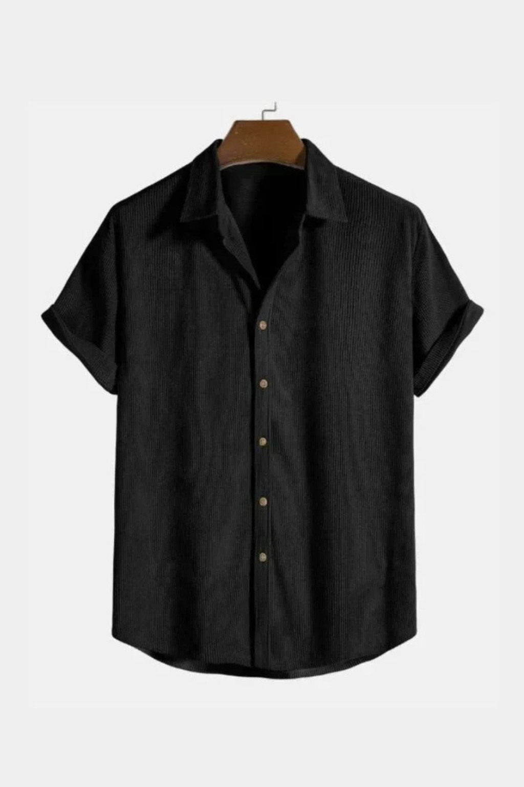 Stylish men's textured short sleeve button-down shirt with a modern camp collar for warm weather.