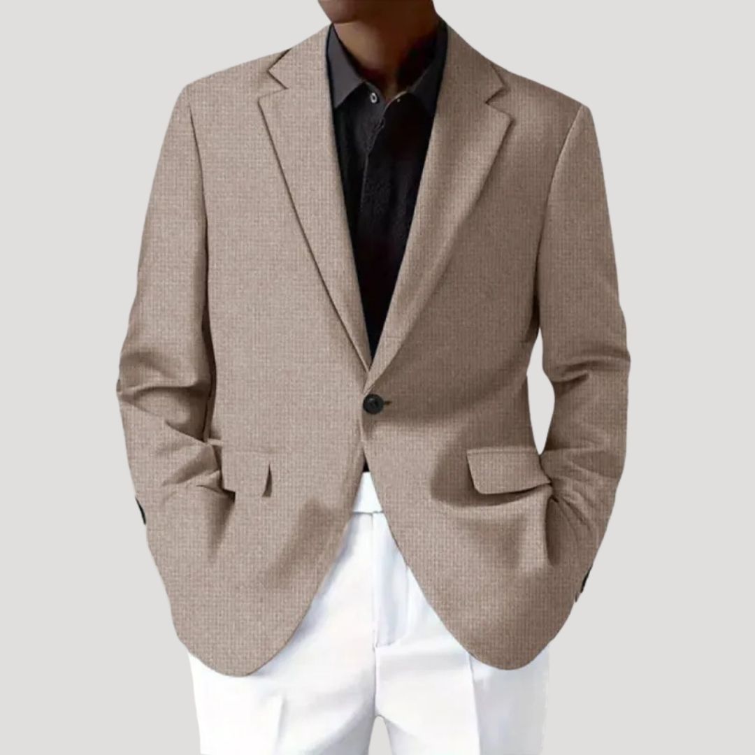 Fashionable men's tailored blazer in a unique textured finish, suitable for any occasion.
