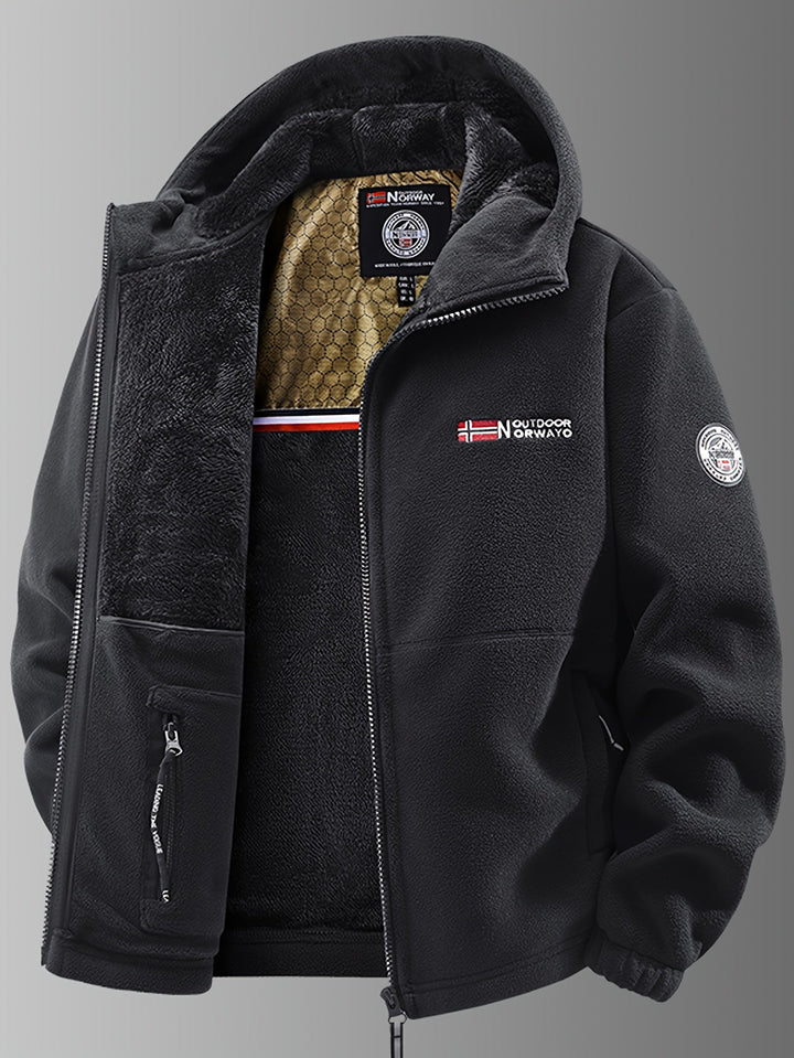 Men's outdoor wear winter jacket with thermal fleece lining, suitable for extreme cold, full shot