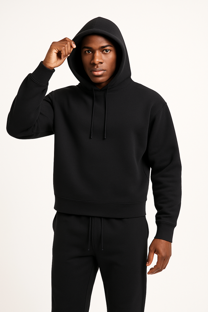 Men's ultimate comfort grey pullover hoodie with drawstring. Perfect for casual everyday wear & loungewear.