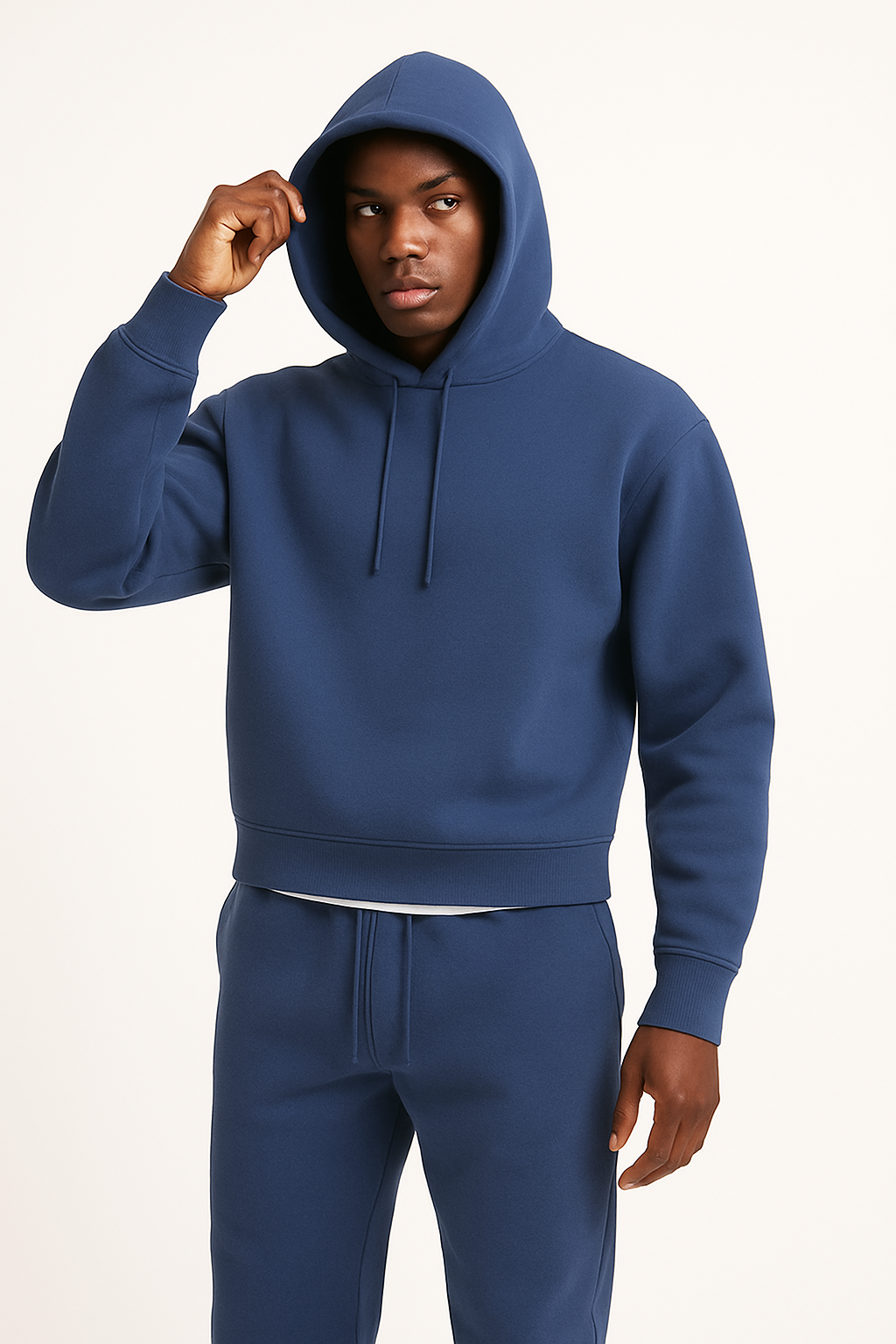Comfortable men's long-sleeve drawstring pullover hoodie. Ideal casual wear, sportswear, or loungewear. Relaxed fit.