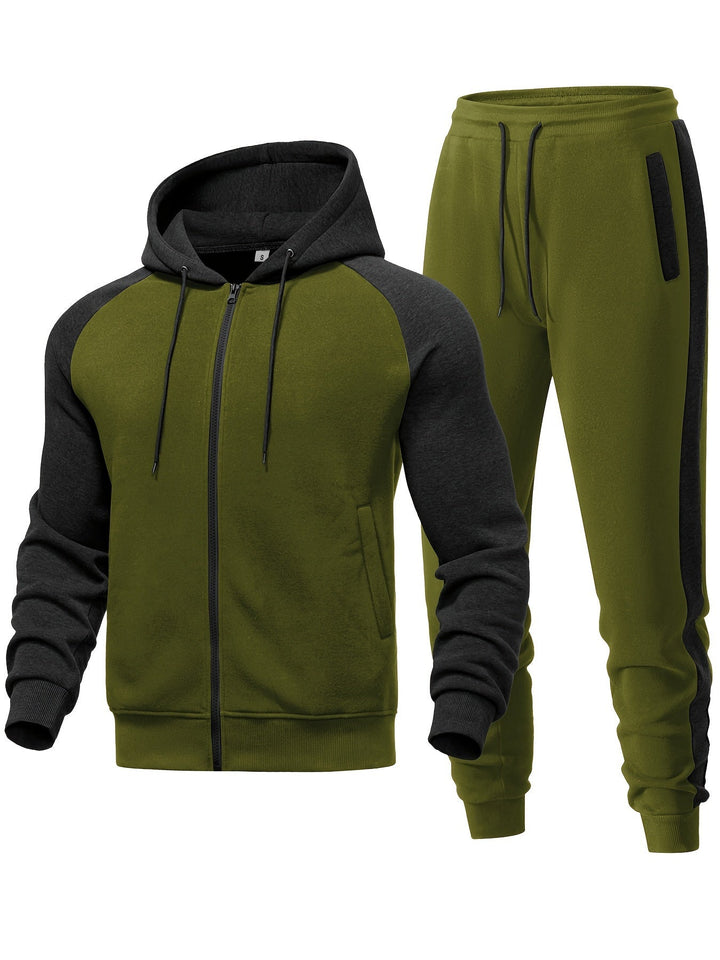 Active men's hoodie and jogger set, ideal for workouts, errands, or comfortable everyday wear.