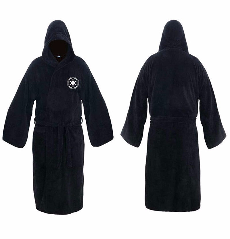 Ultra-warm men's long hooded bathrobe, perfect for cozy comfort & relaxation after a bath or shower.