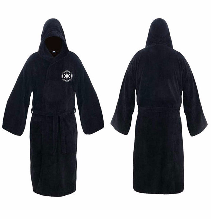 Ultra-warm men's long hooded bathrobe, perfect for cozy comfort & relaxation after a bath or shower.