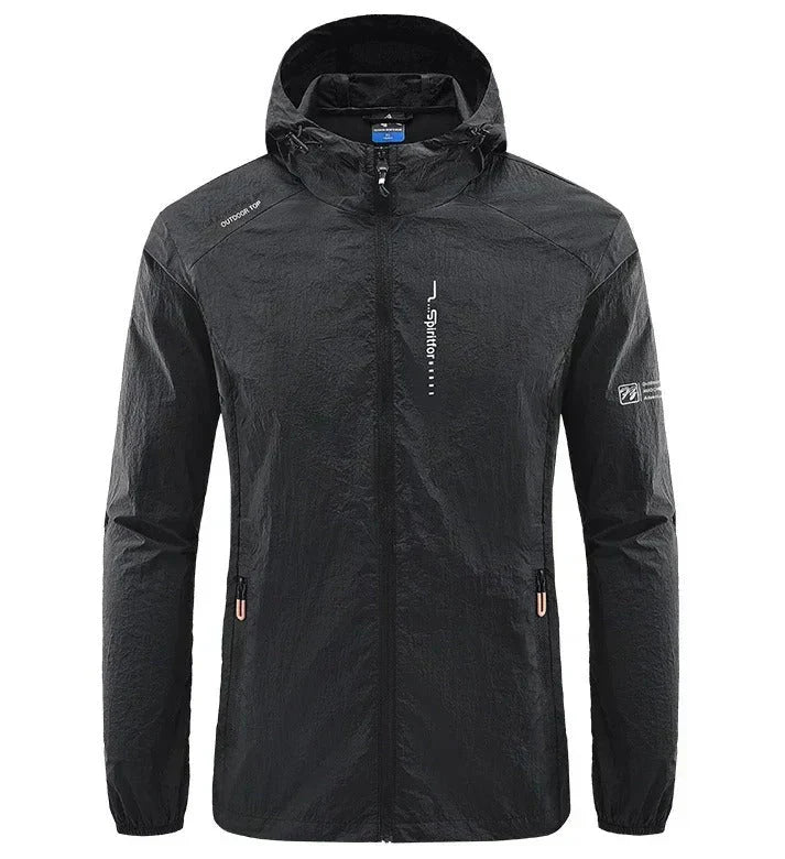Stylish men's ultra-lightweight hooded jacket. Breathable, windproof & sun-resistant for versatile summer fashion.