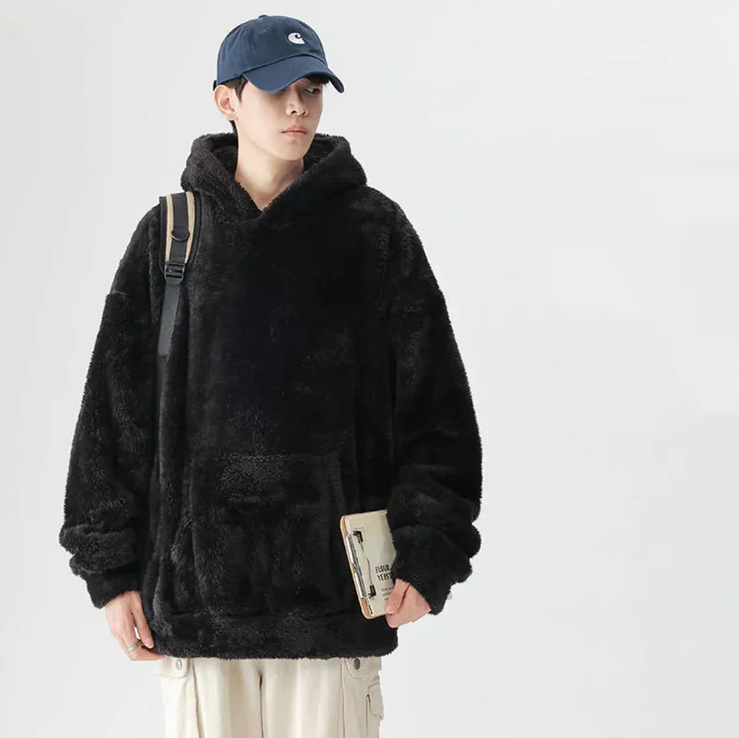 Men's ultra-soft pullover hoodie, casual style with a handy kangaroo pocket, ideal for cozy loungewear.